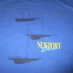 Vintage Newport Blue Sailing Boating Nautical XXL USA Single Stitch Blue Shirt